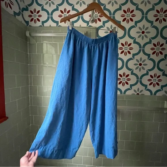 Nettle Studios Mid Easy Pant in Cobalt Linen Large Regular Length - Picture 2 of 13